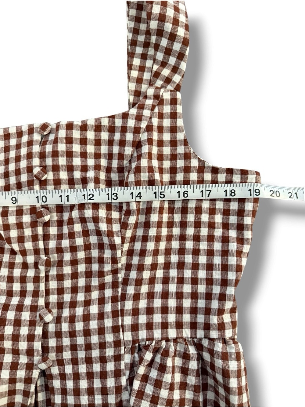 NWT Button-Front Peplum Tank Top Blouse in Brown Gingham, Women’s Large - Picture 7 of 10